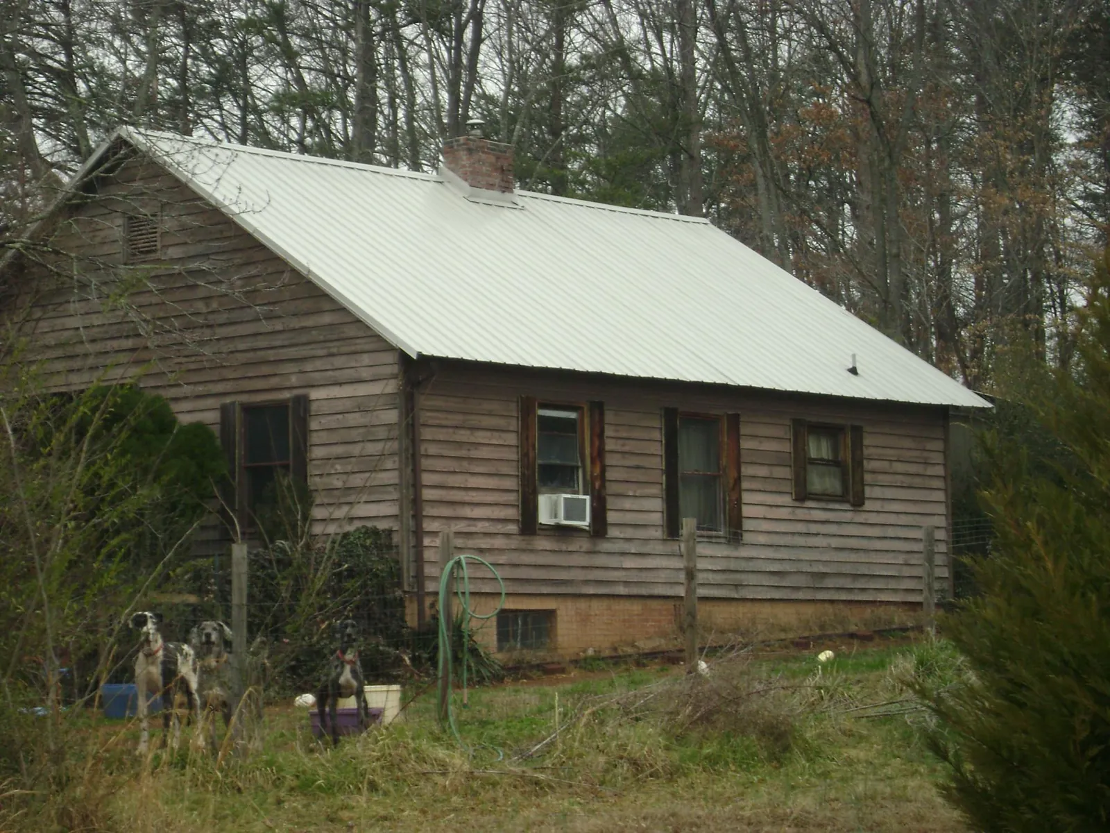 White metal roof on an old wood sided farmhouse, from a Metal Roof Installation job in Popejoy